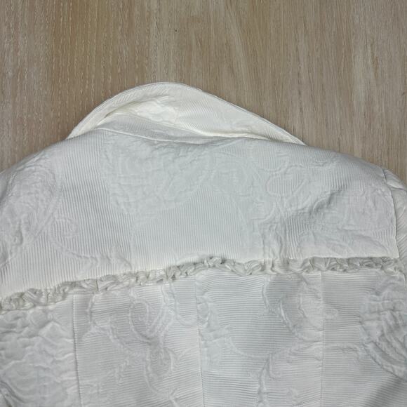 Beth Bowley White Feminine Floral Textured Office Singe Button Blazer Jacket 6 - Picture 14 of 15